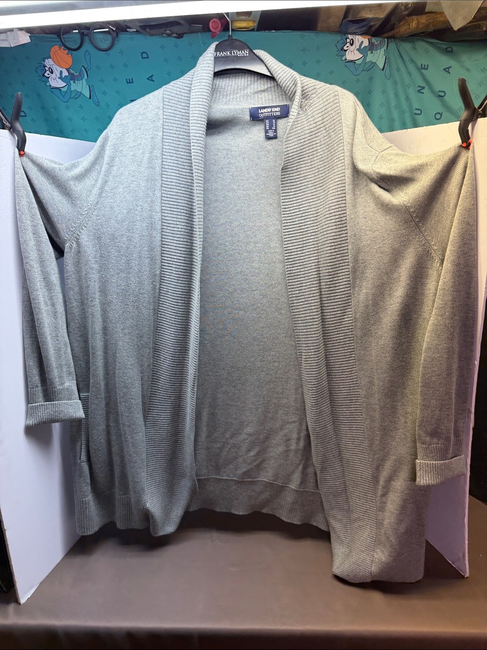 Land’s End Outfitters Gray Open-Front Shawl Cardigan. XL. Nice Condition.